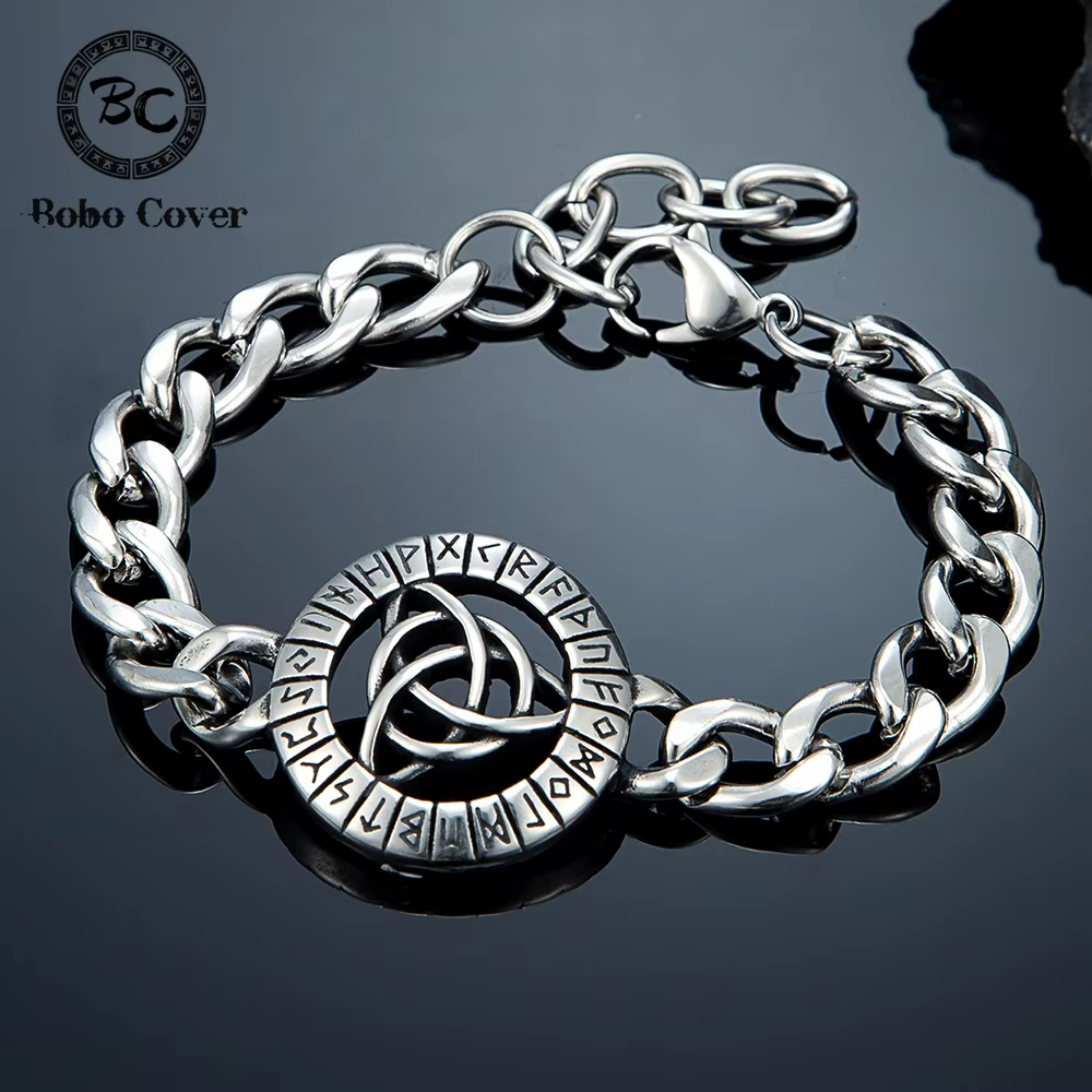 Bracelet Viking à nœud celtique pour hommes - Acier inoxydable