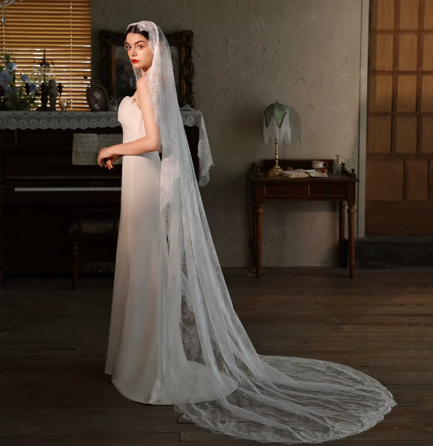 Voile de mariée long et luxueux V528