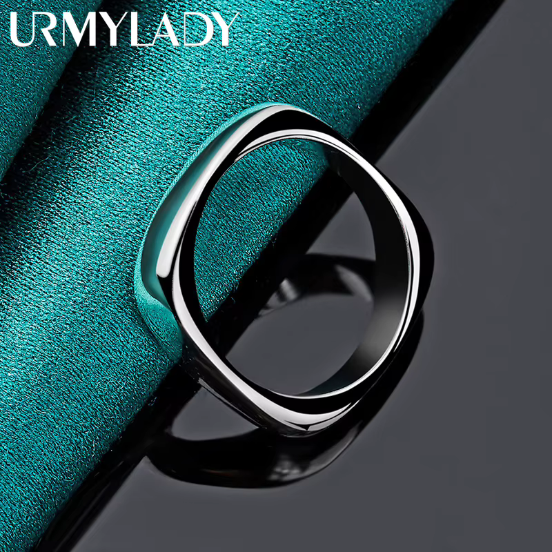 URMYLADY – bague ronde et carrée en argent Sterling 925