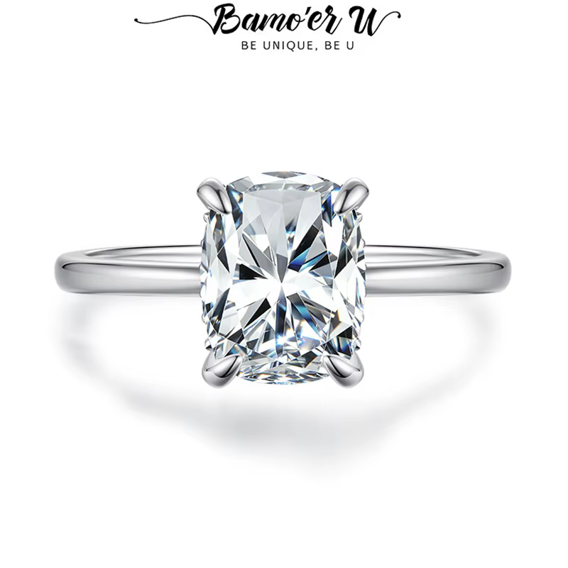 Bamoer – bague Moissanite U 3CT en argent Sterling 925