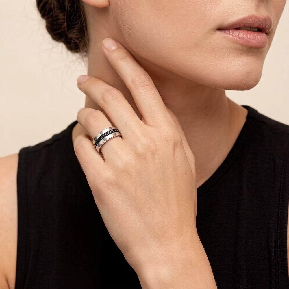 Bague éternité classique noir Style européen