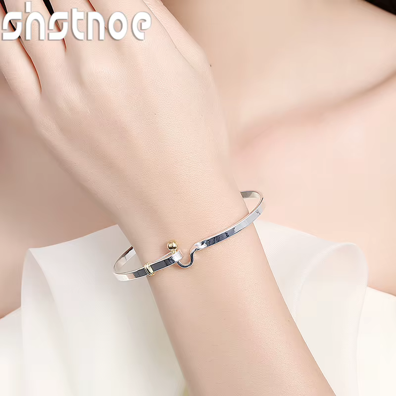 Bracelet rond simple réglable en argent Sterling 925 pour hommes et femmes