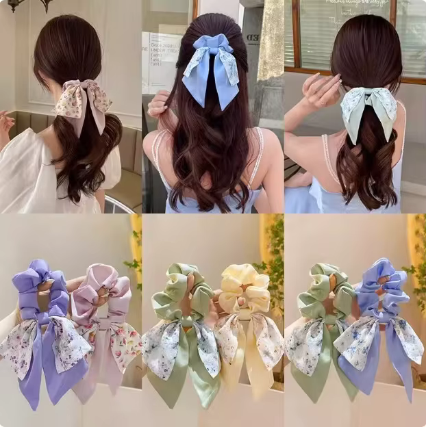 Attache de cheveux à nœud Floral pour femmes, accessoires de cheveux d'été, bandeau élégant, corde à cheveux, décor de cheveux élégant