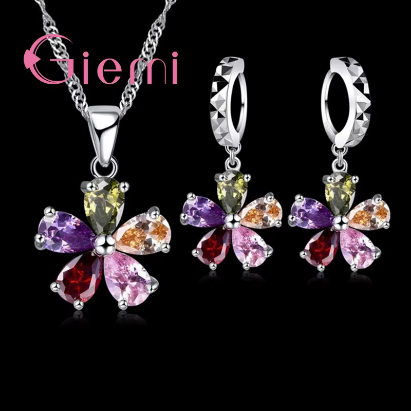 Ensemble de bijoux brillants en argent Sterling 925