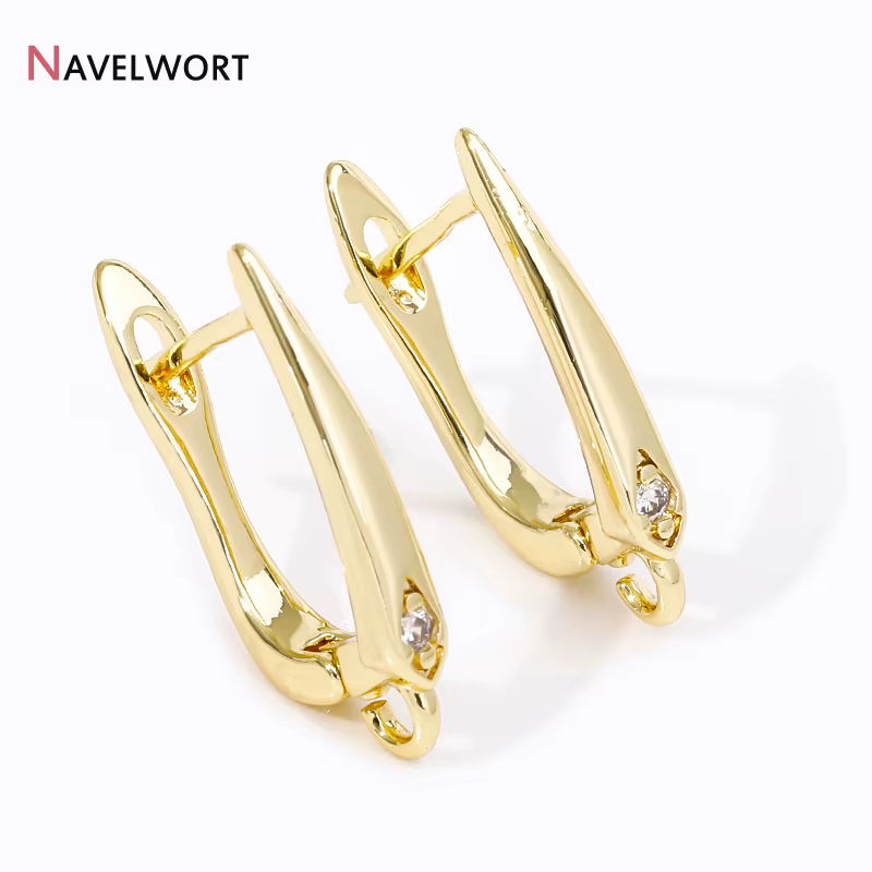 Fils d'oreilles en laiton plaqué or 18 carats