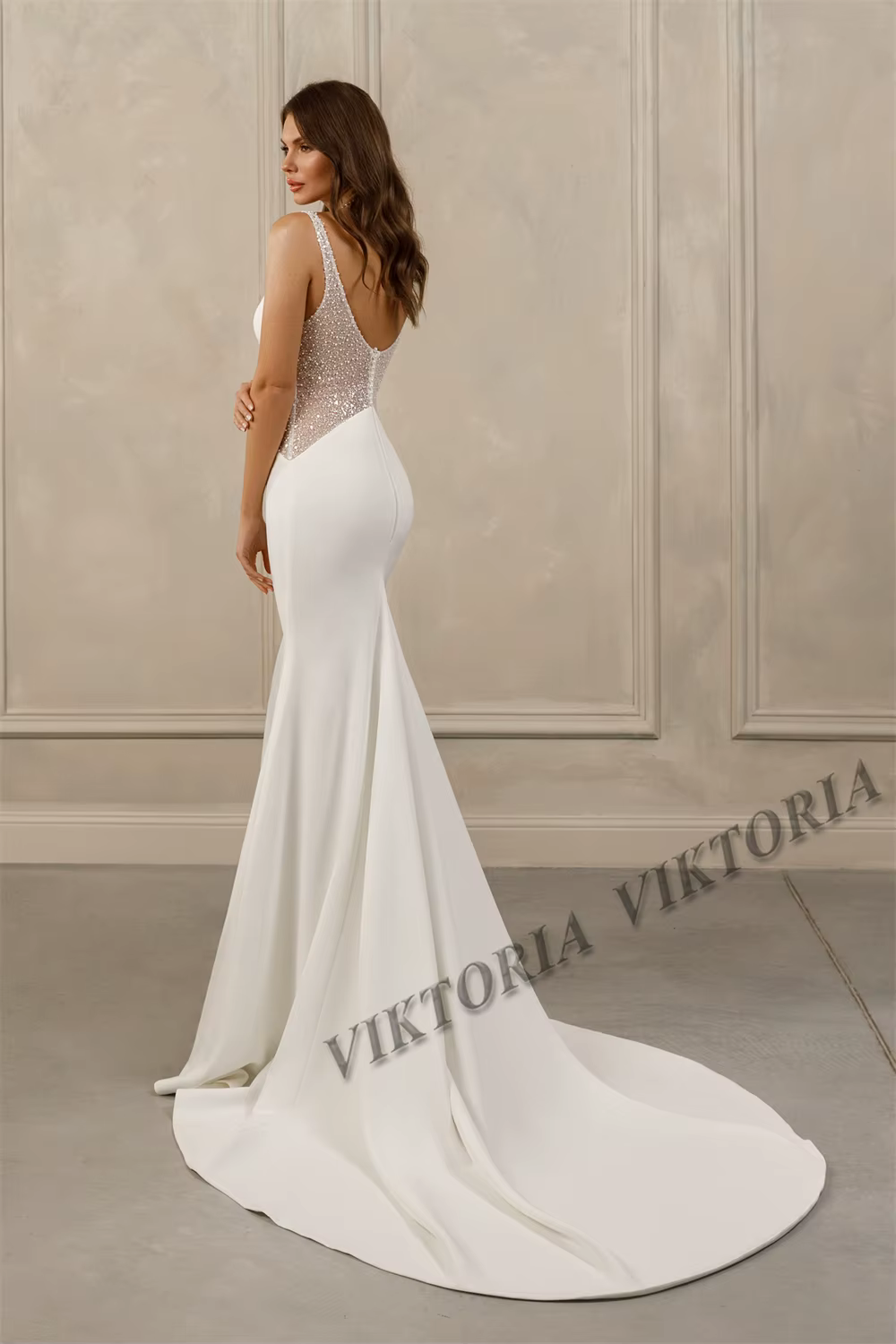 Robe de Mariée Vintage en Fibre de Satin pour Femme