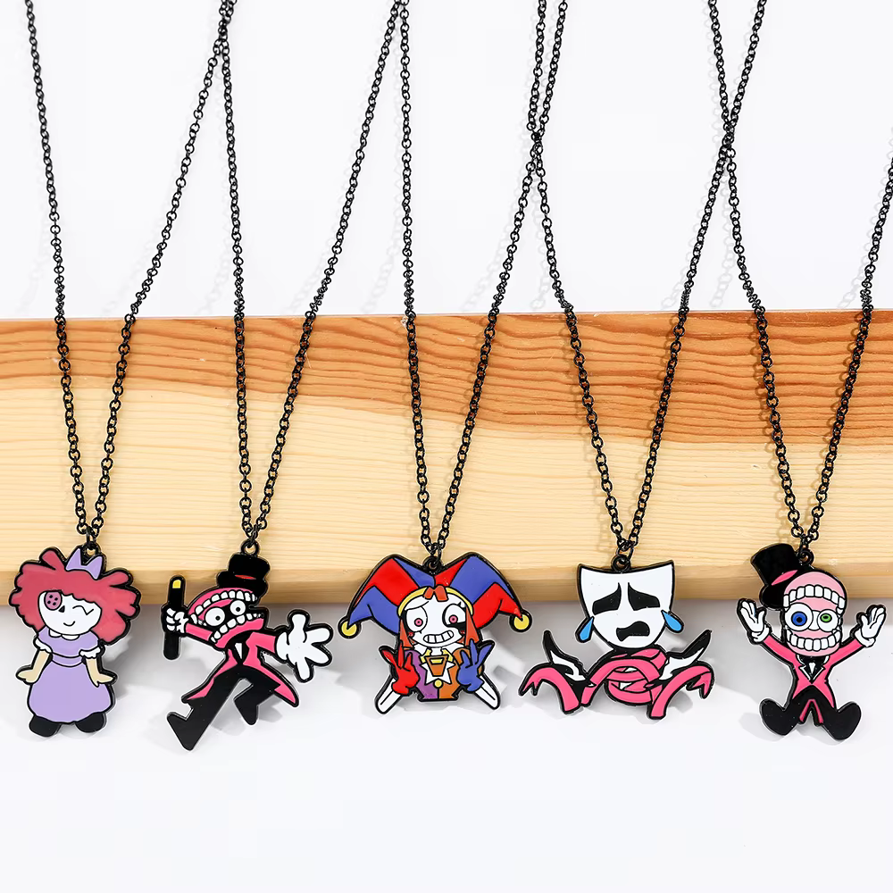 Collier Kawaii de la série The Amazing Digital Circus - Bijou en métal émaillé tendance
