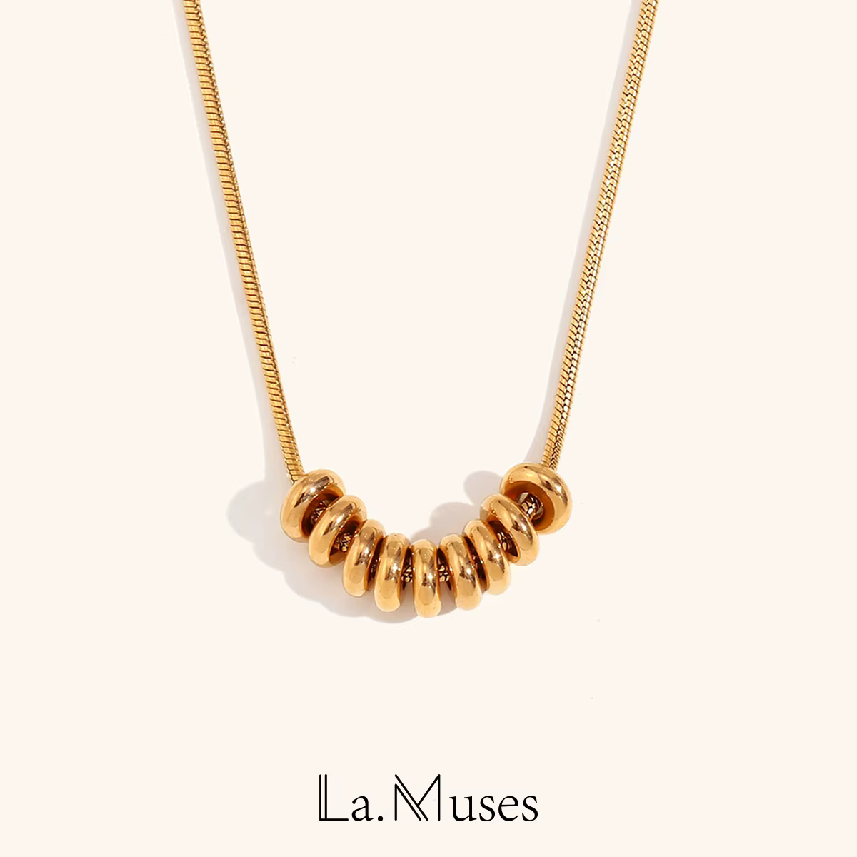 La.Muses – joli collier avec pendentif en forme de haricots, couleur or et argent, bijoux en acier inoxydable de qualité supérieure, vente en gros, tendance pour femme, 2024