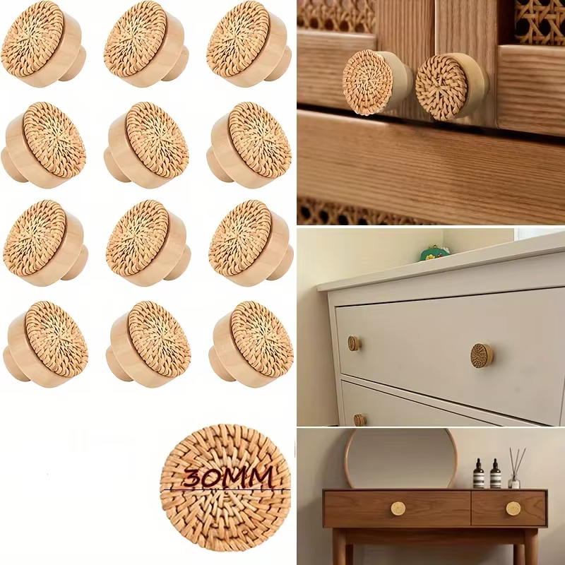 Poignée de porte circulaire en bois massif