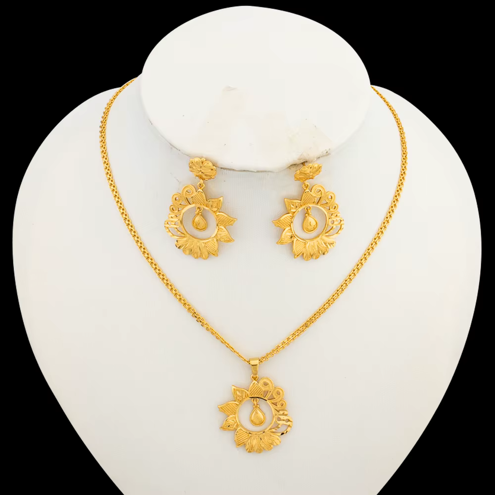 Ensemble de bijoux italiens couleur or pour femmes