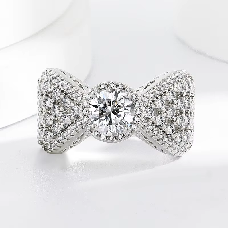 Bague en argent Sterling 925 pleine de diamants et Zircon