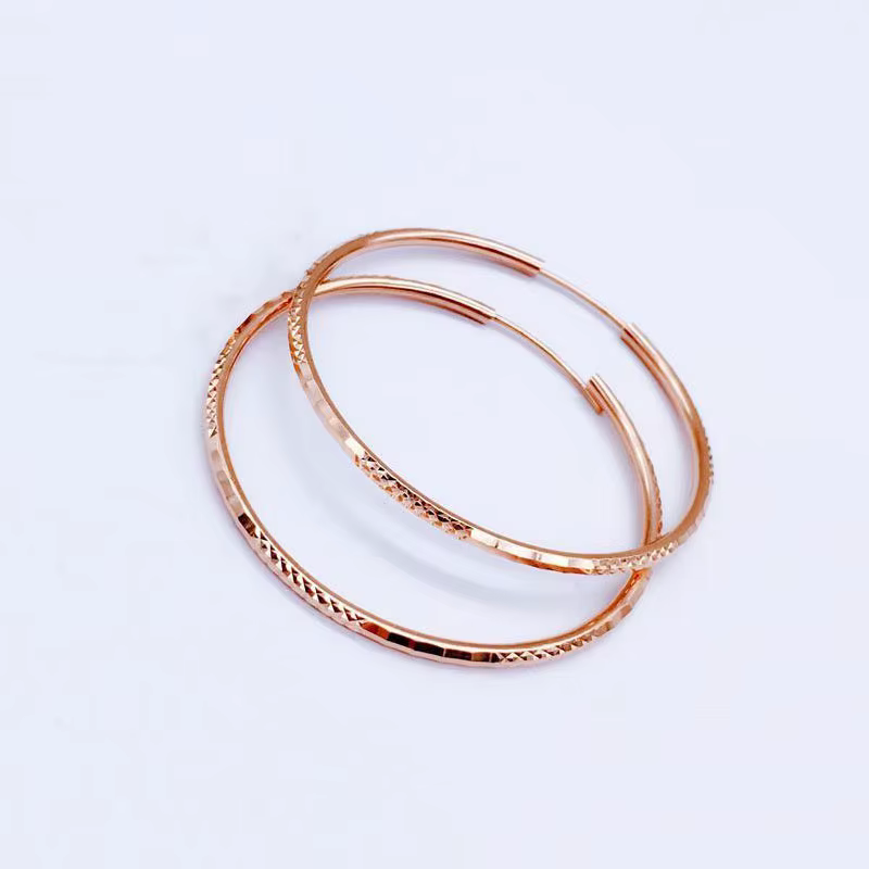 Boucles d'oreilles créoles plaquées or rose violet 14 carats pour femmes