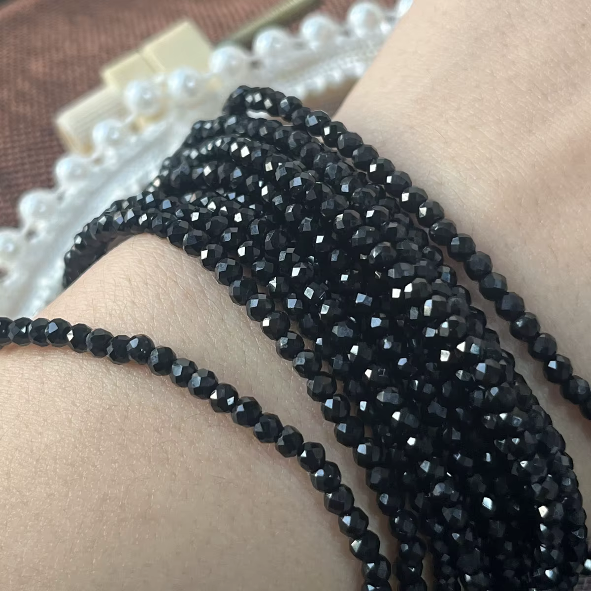 Perle semi-précieuse naturelle 2mm/3mm, pierre de cristal Tourmaline noire pour femmes, fabrication de bijoux, accessoires de collier et de bracelet à bricoler soi-même