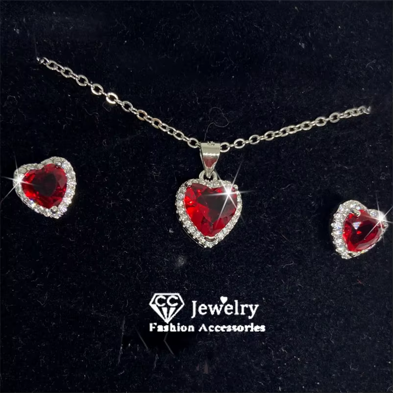 CC – ensemble de bijoux en forme de cœur pour femmes