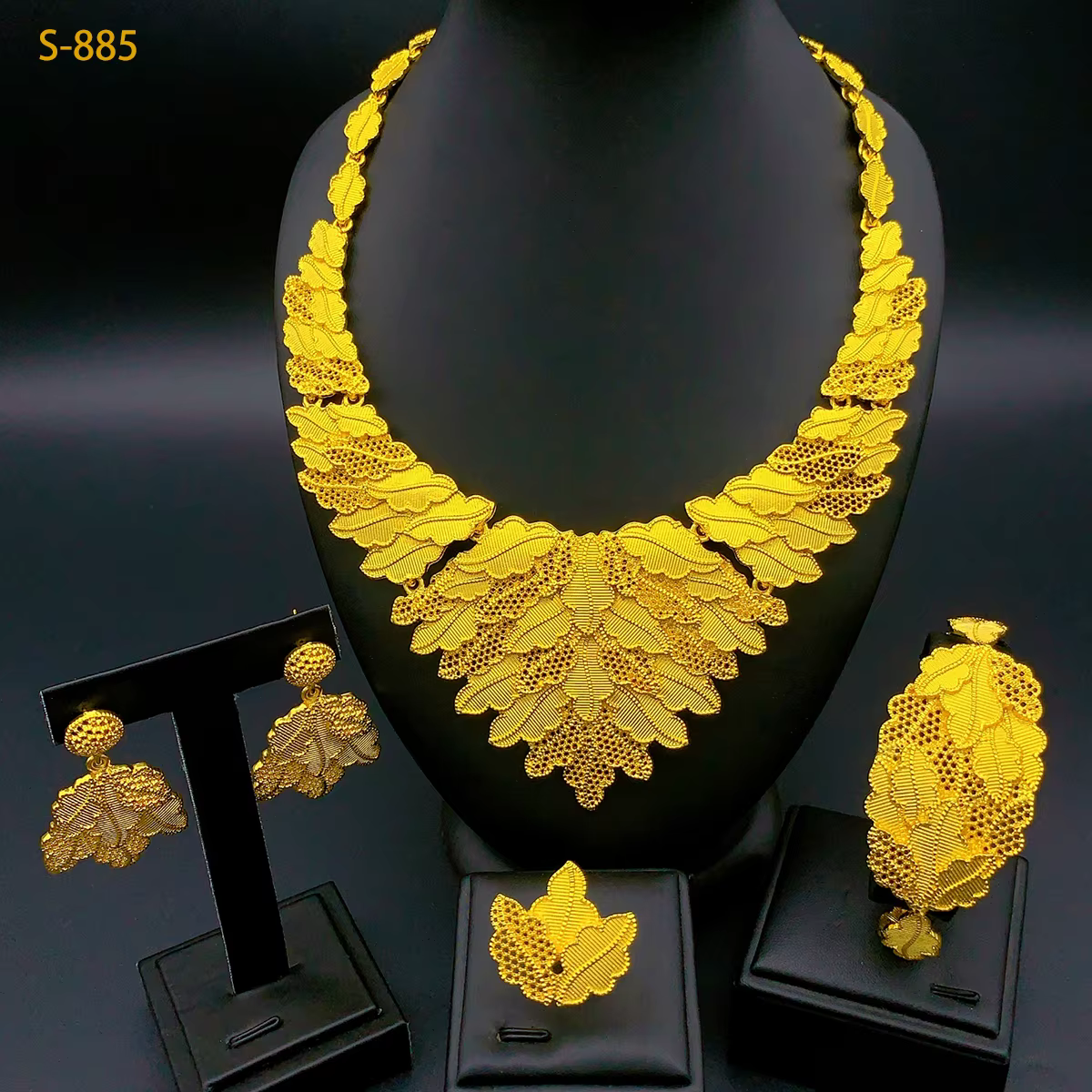 ANIID luxe Dubai ensembles de bijoux pour femmes africain 24k couleur or grand pendentif collier