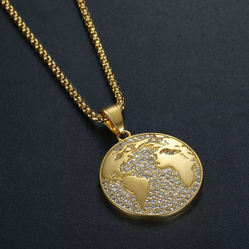Megin D-Pendentif Rond en Acier Inoxydable Titane