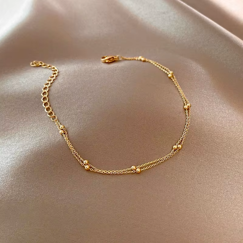 Bracelet à petites perles rondes en argent Sterling 925 et or pour femmes