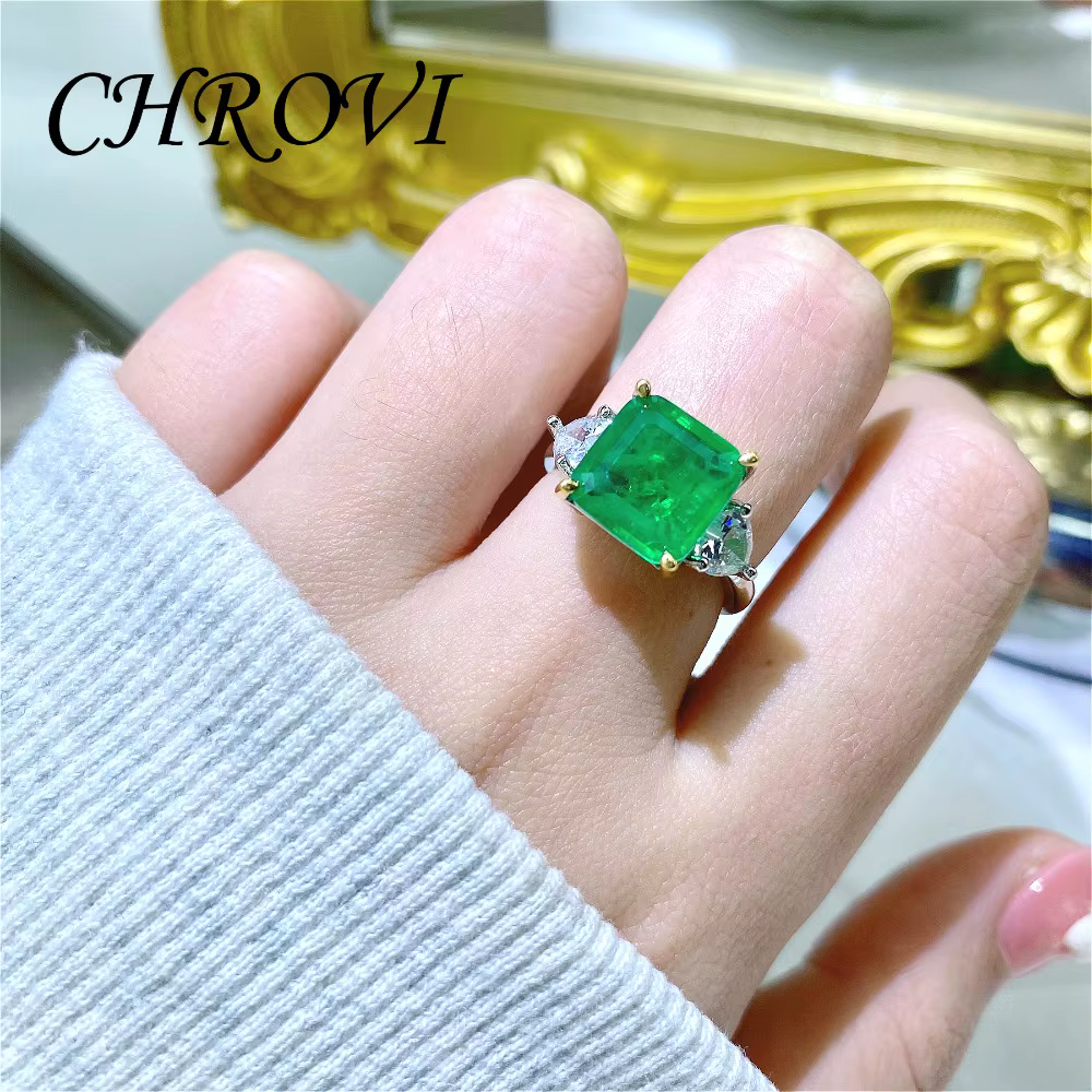 Bague en argent sterling 925 avec pierre verte