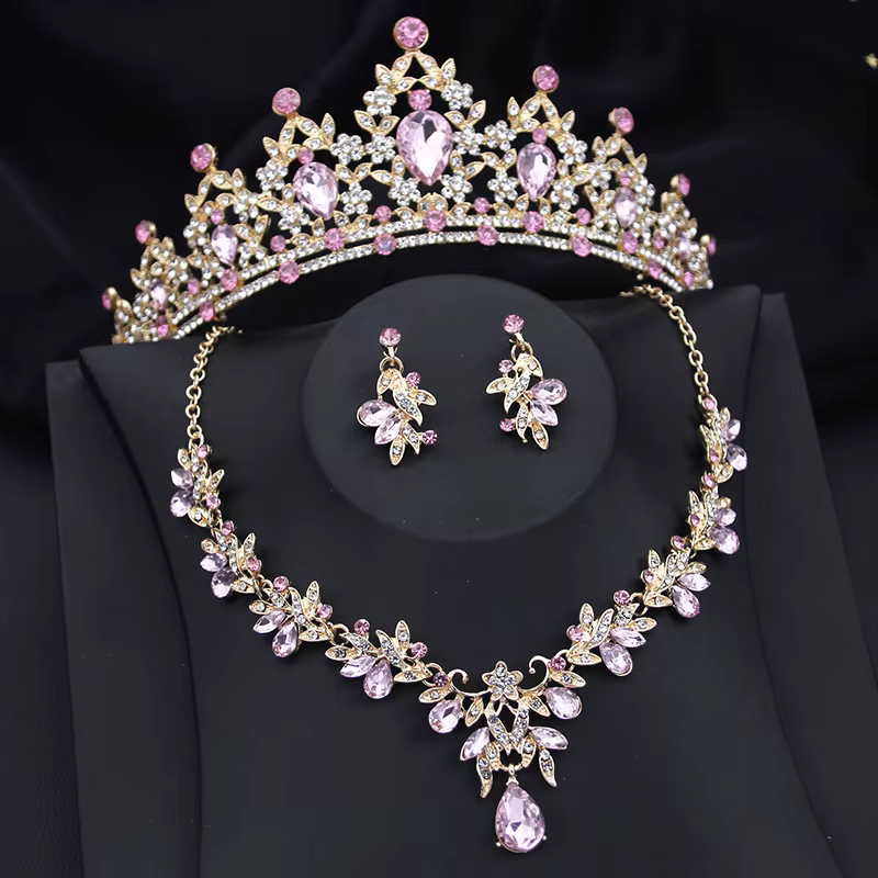 Parures de bijoux Princesse Couronne Rose pour Femme – Diadèmes
