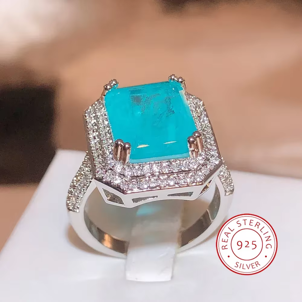 Bague Paraiba en Zircon rose/bleu/vert de haute qualité pour femmes