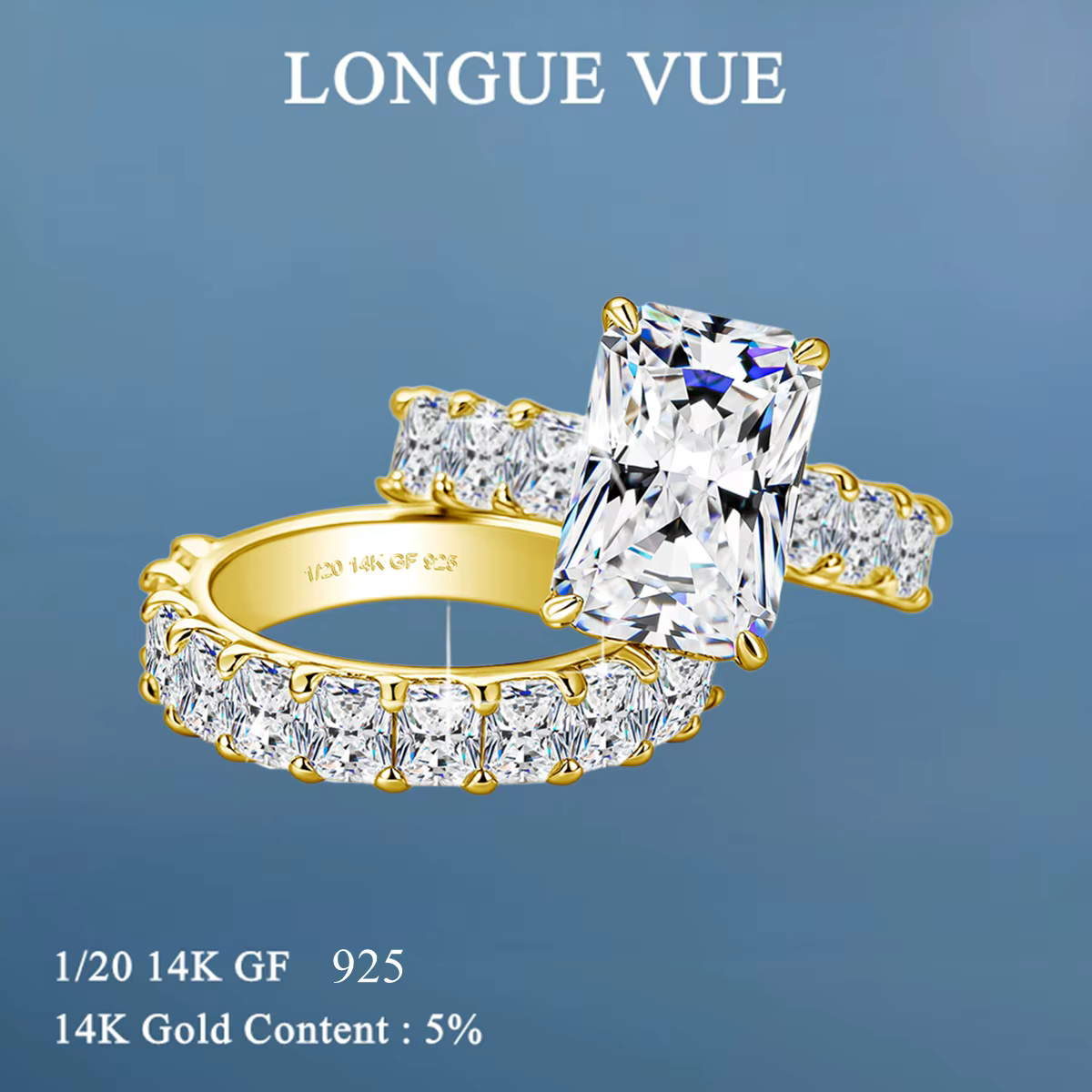 Ensemble d'alliances en or 14 carats pour femmes