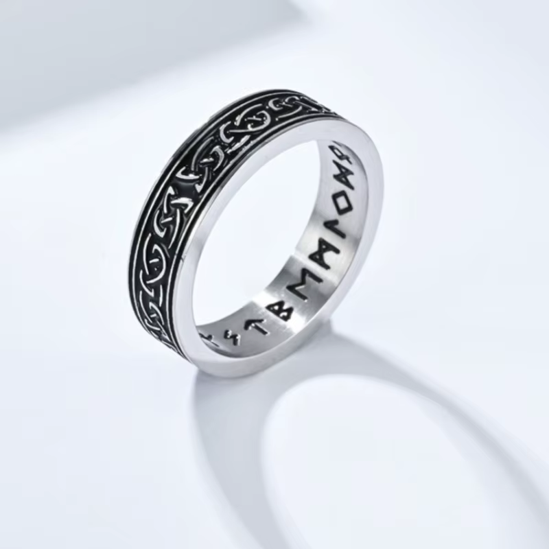 Bagues à nœud celtique pour hommes, texte Viking nordique, en acier inoxydable, Art rétro, Boutique, bijoux à la mode