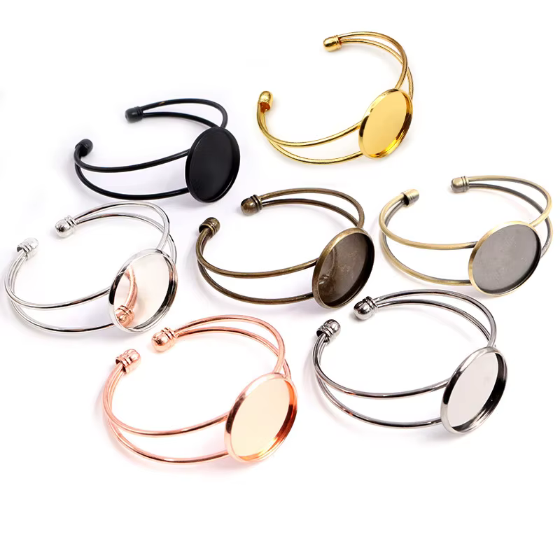 Haute Qualité 20mm 25mm 8 Couleurs Bronze Or Argent Plaqué Bracelet Blanc