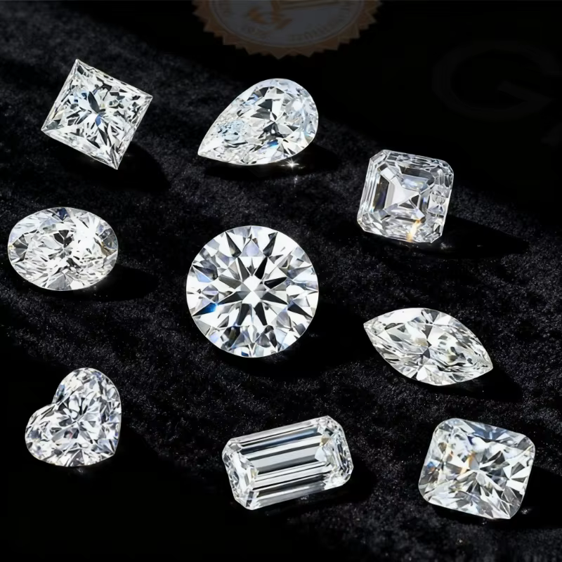 Diamant cultivé en laboratoire diverses formes rondes/ovales/poire/émeraude HPHT CVD DEF couleur VS-VVS clarté ​ Bijoux de mariage bricolage sortie d'usine