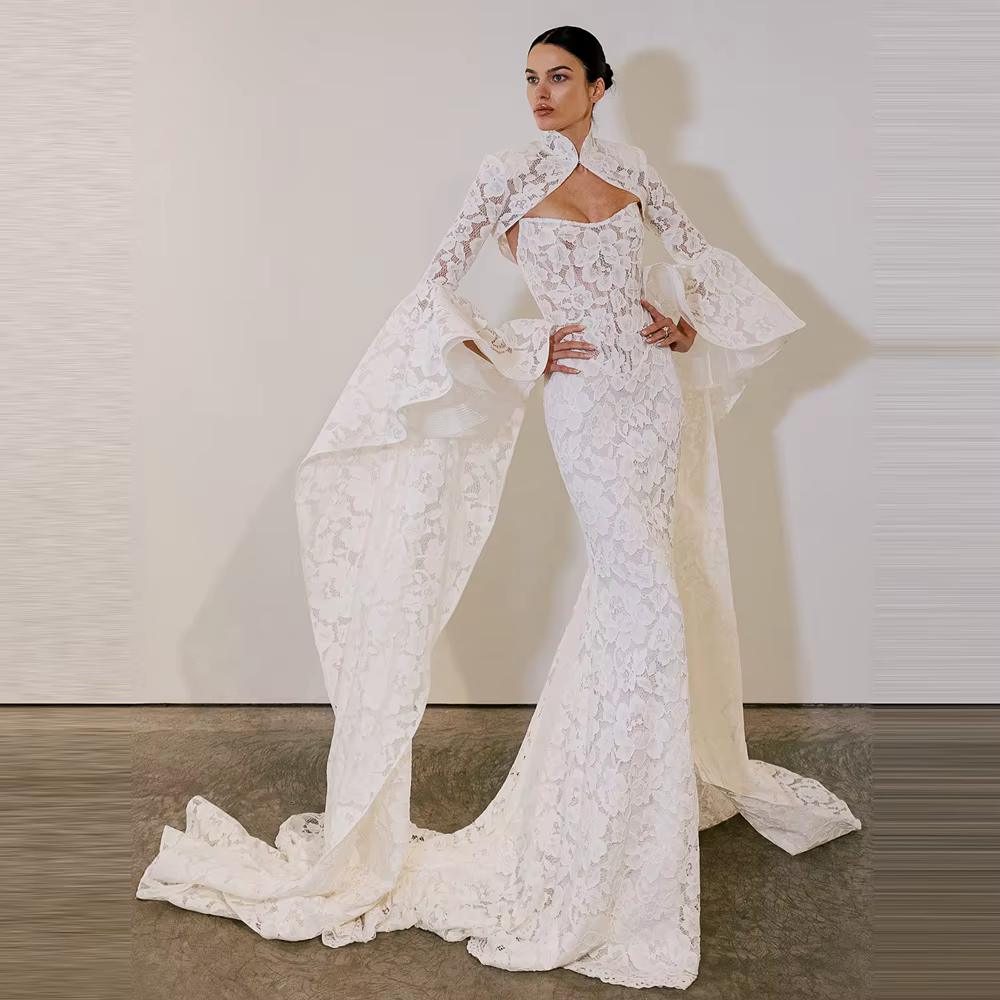 Robe de mariée sirène de luxe en dentelle