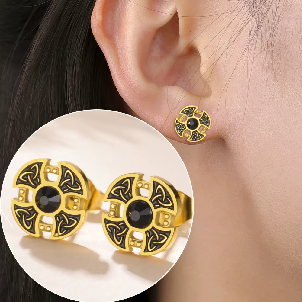 Dawapara – boucles d'oreilles à nœud trinité Mjolnir