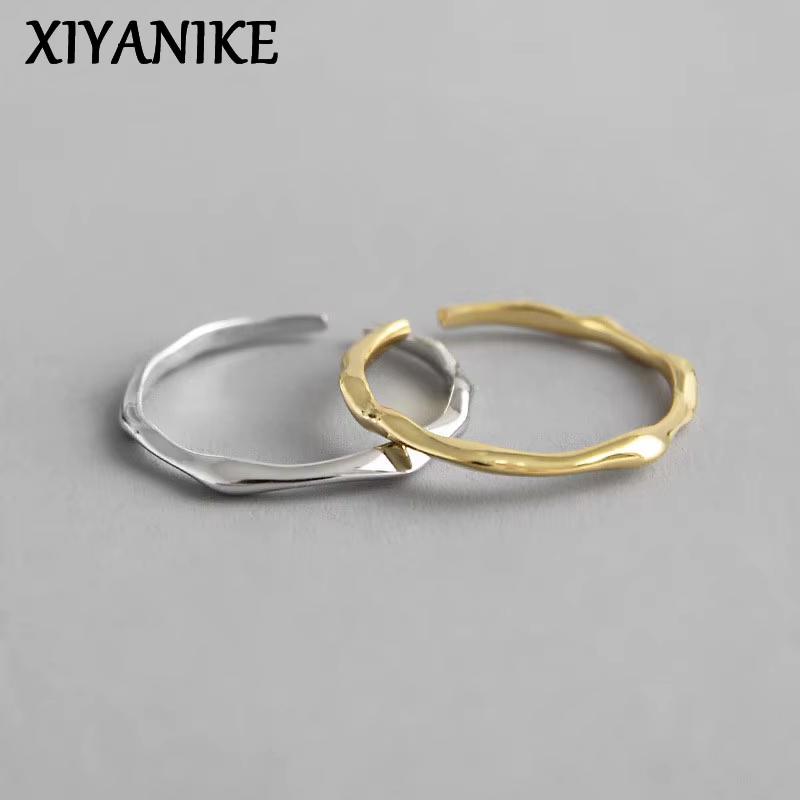 XIYANIKE couleur argent offre spéciale géométrique irrégulière mince anneau femmes mode Cool lisse minimaliste réglable