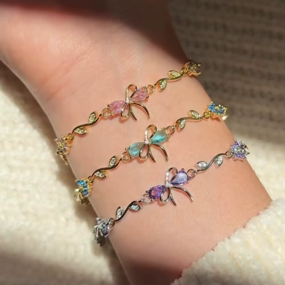 Bracelet de luxe en forme de fleur en Zircon coloré pour femmes et filles