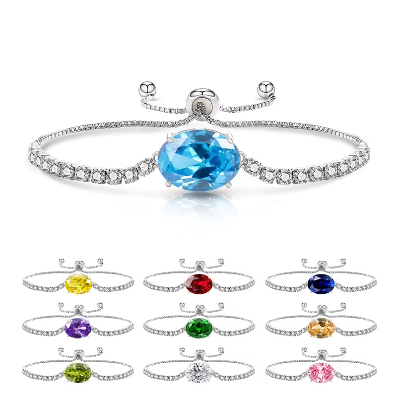 Bracelet en Zirconia 8 carats – Bijou de luxe élégant en cristal coloré – Cadeau raffiné