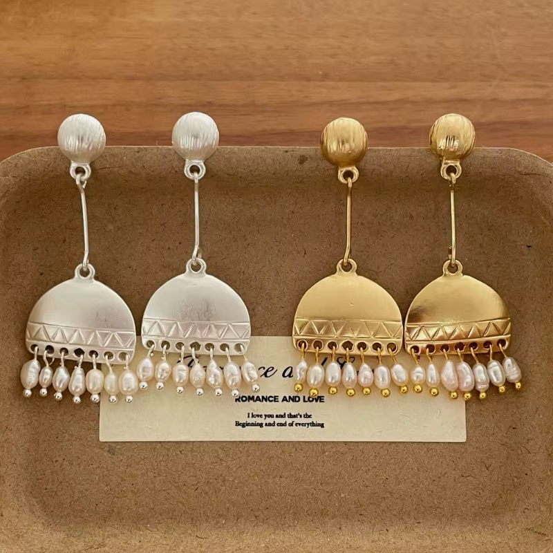 Minar Creative – boucles d'oreilles longues à pampilles géométriques en fausses perles métalliques pour femmes