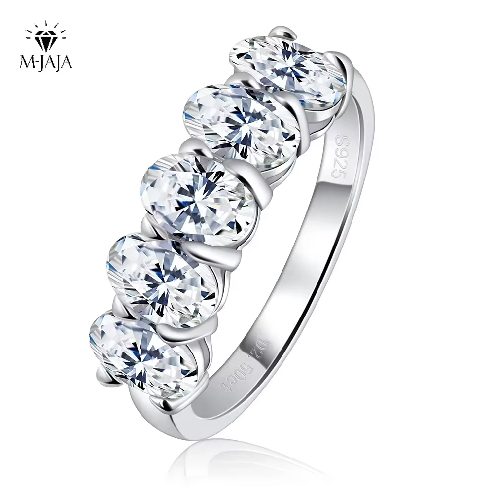 M-JAJA Bague de mariage demi-cerceau à 5 pierres en moissanite