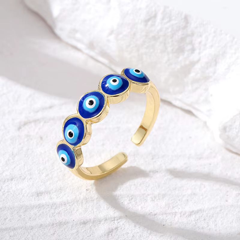 ChimBoho-Bague porte-bonheur Mauvais Œil Bleu en Or pour Homme et Femme
