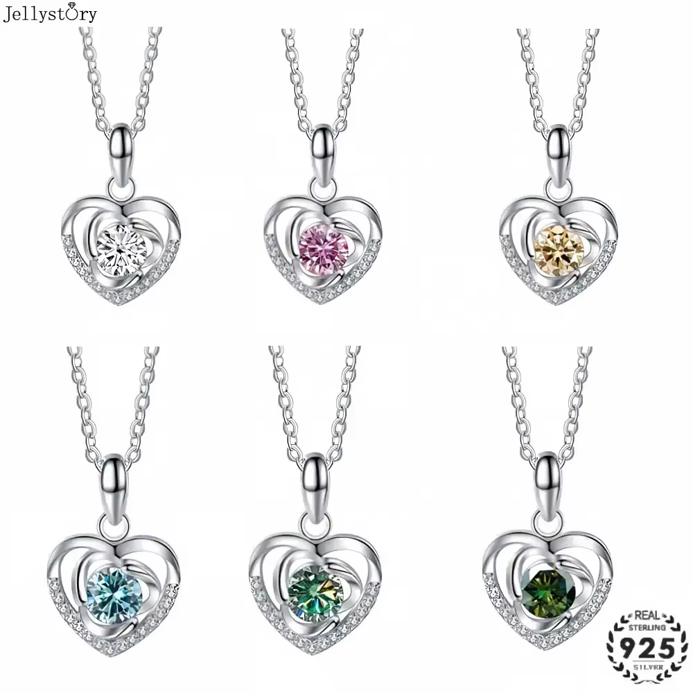 1.0ct coeur Moissanite pendentif pour les femmes brillant Imitation diamant bijoux 925 en argent Sterling