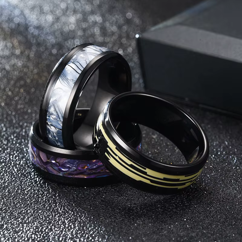 Bague en acier inoxydable noire