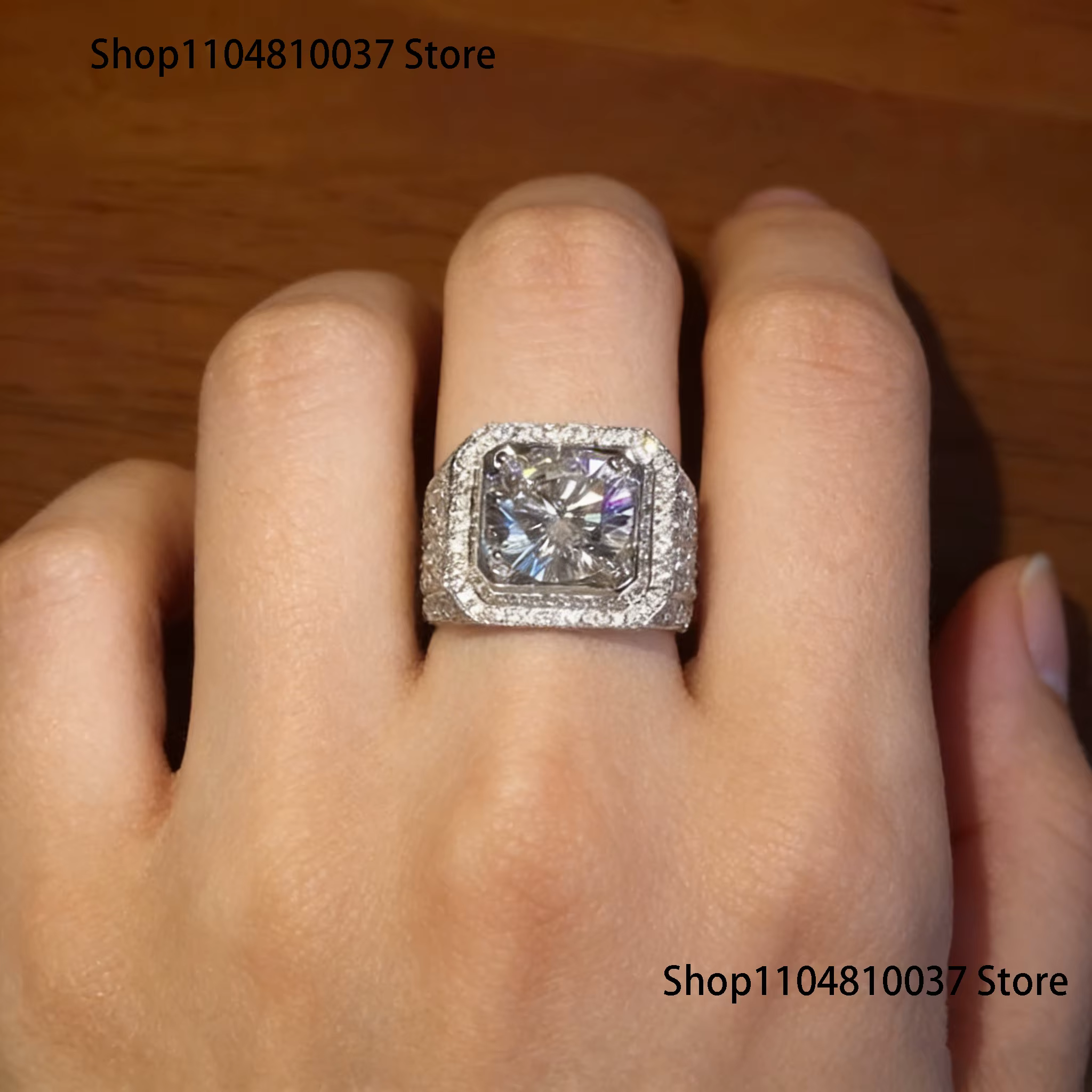 Bague pour homme en argent sterling 925 avec diamant simulé de 2 carats