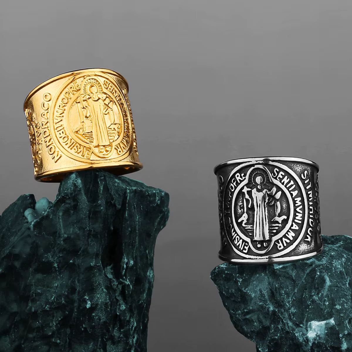 Bague large en acier inoxydable pour homme