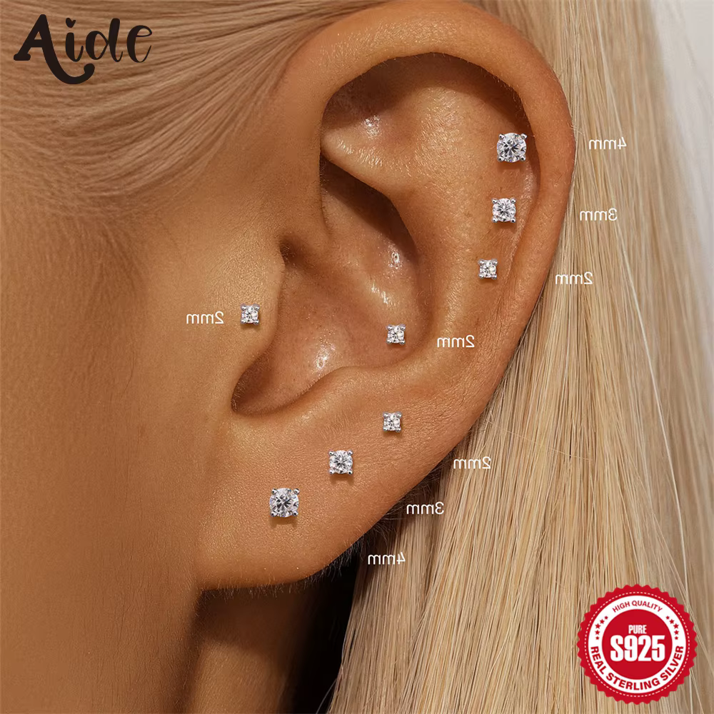 Aide Mini – boucles d'oreilles Moissanite 2/3/4mm pour femmes