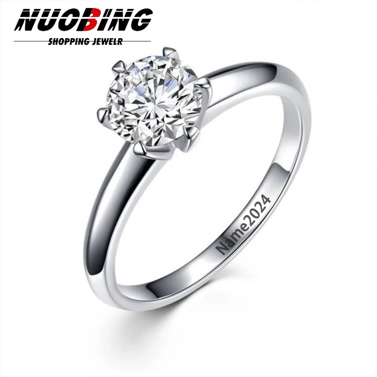 Bague de luxe classique en or blanc 18 carats