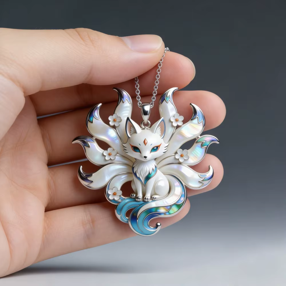 Nouveau Collier Pendentif Renard à Neuf Queues de la Mythologie Chinoise en Émail pour Femmes et Amies, Chaîne Argentée, Bijoux Tendance et Exquis, Cadeaux