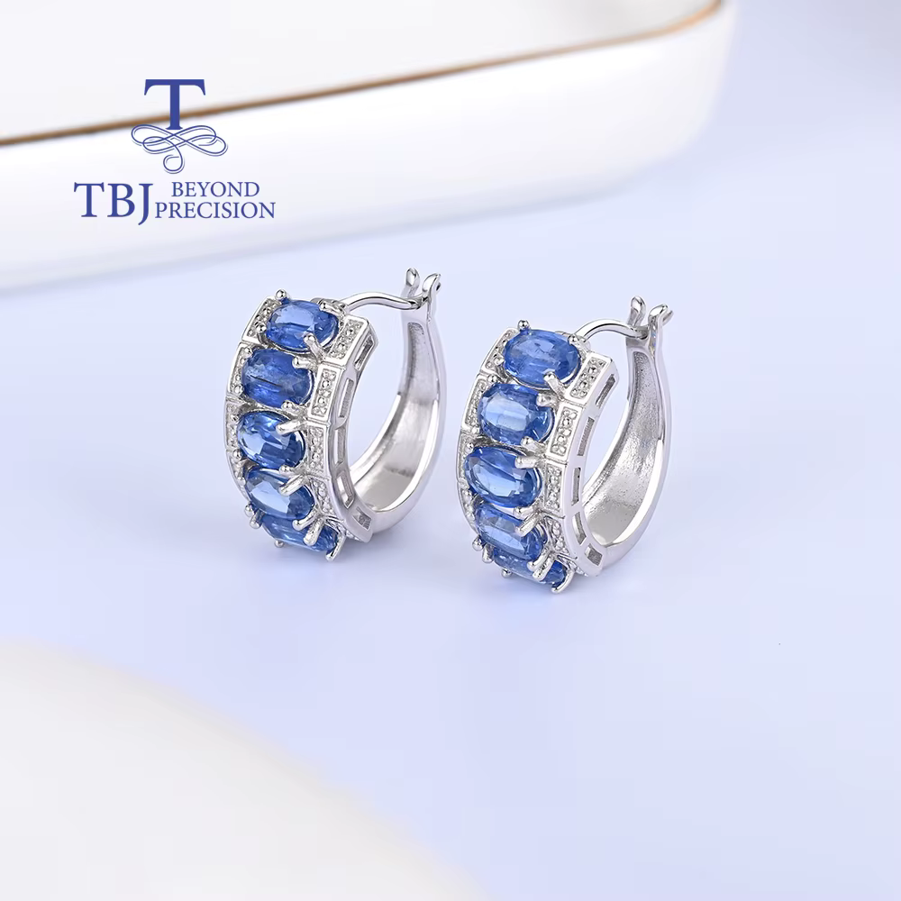 Boucles d'oreilles à fermoir en cyanite bleue
