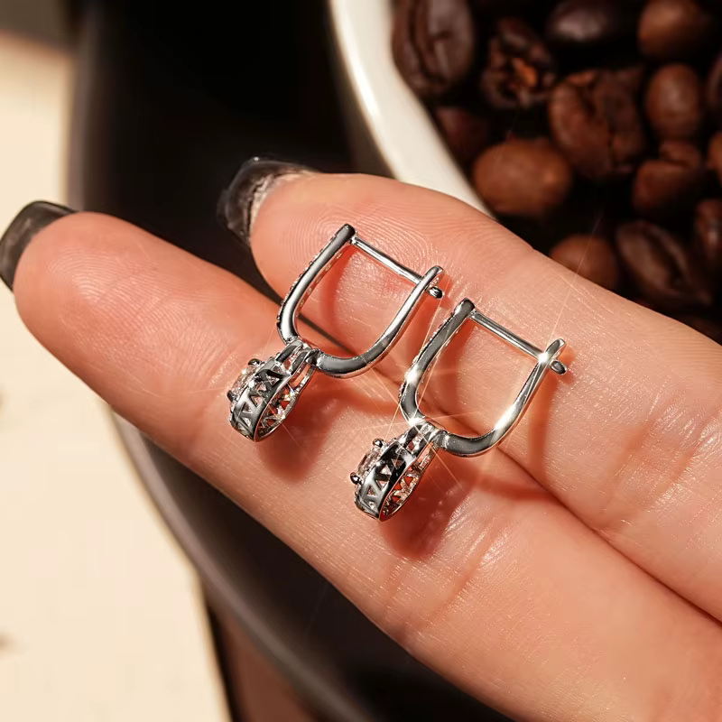 IOGOU luxe S925 argent 5mm 0.5ct Moissanite boucles d'oreilles pour les femmes réel