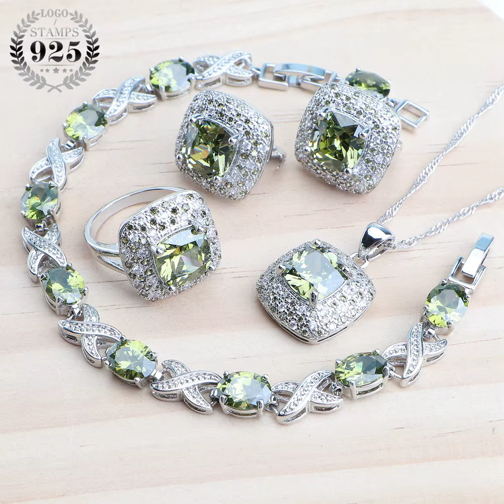 Ensemble de bijoux de mariée en argent 925