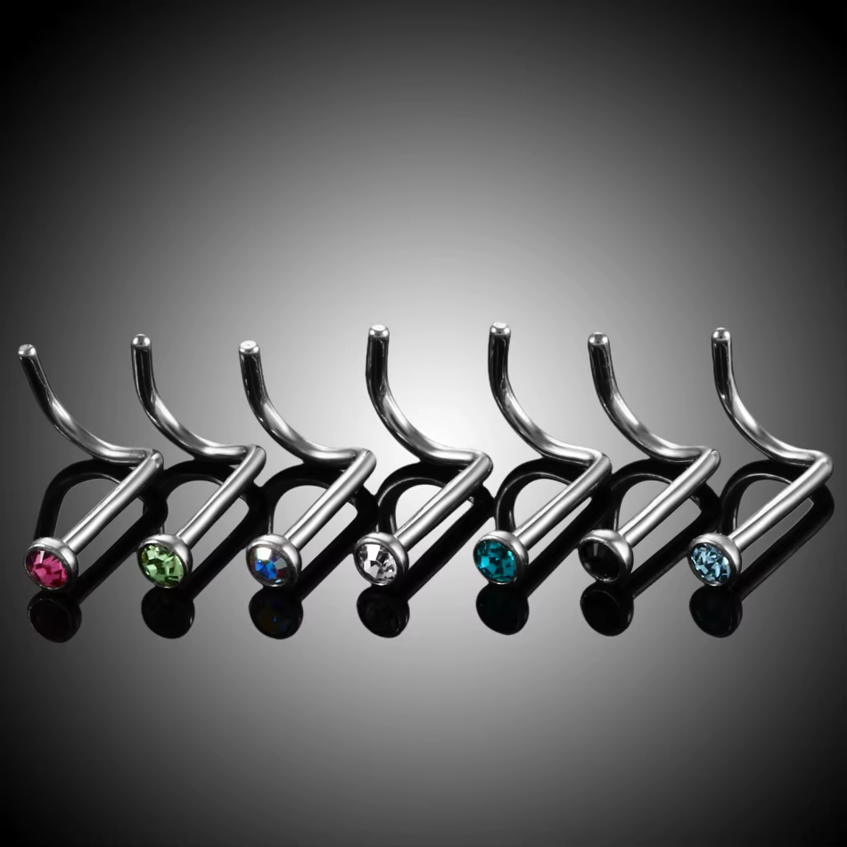 1PC 18G 20G nez Piercing cristal narine