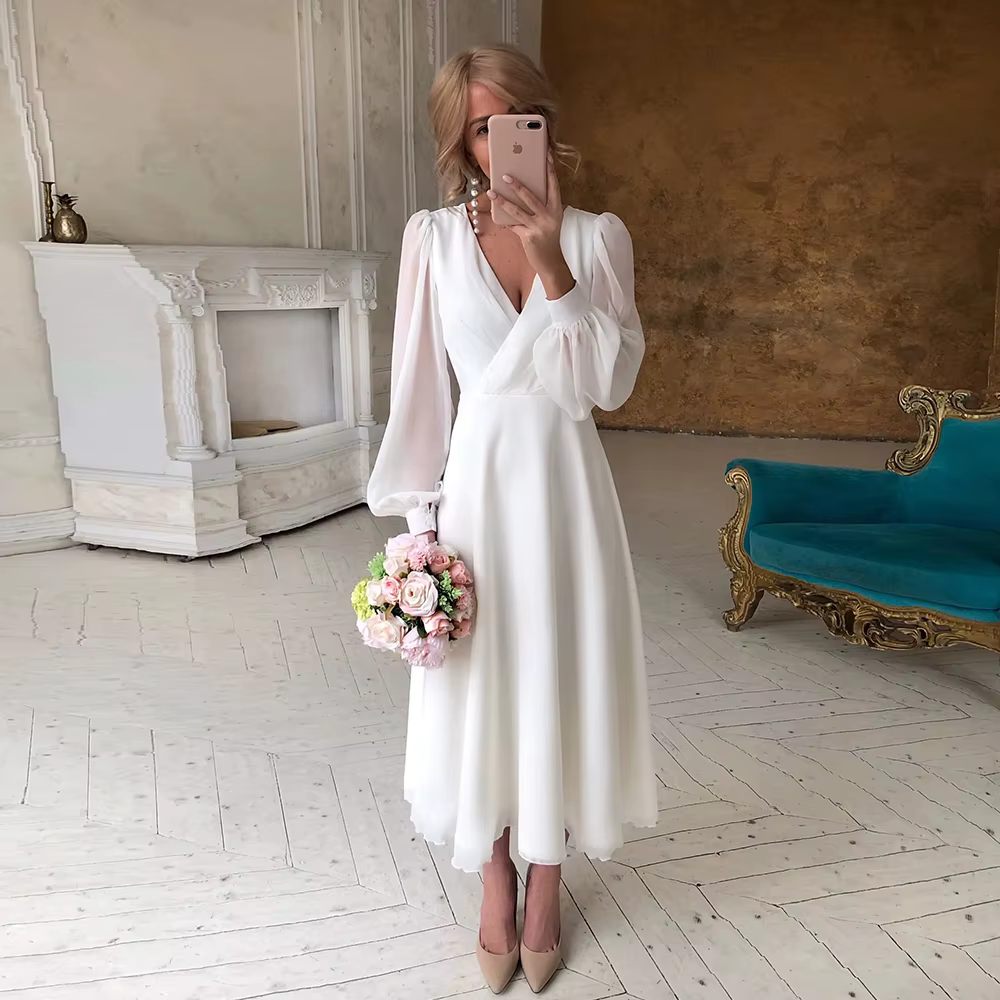 Robes de mariée en mousseline de soie pour femmes