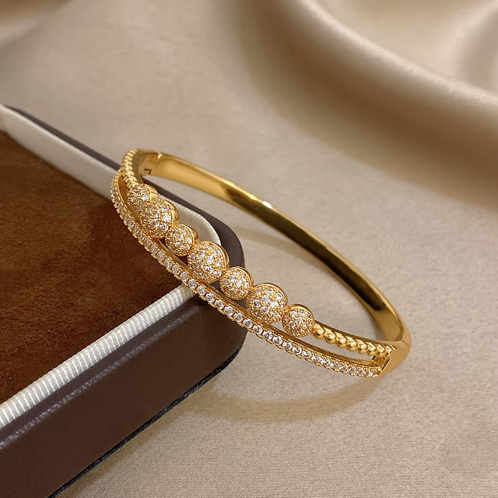 Bracelet de luxe plaqué or en Zircon scintillant pour femmes