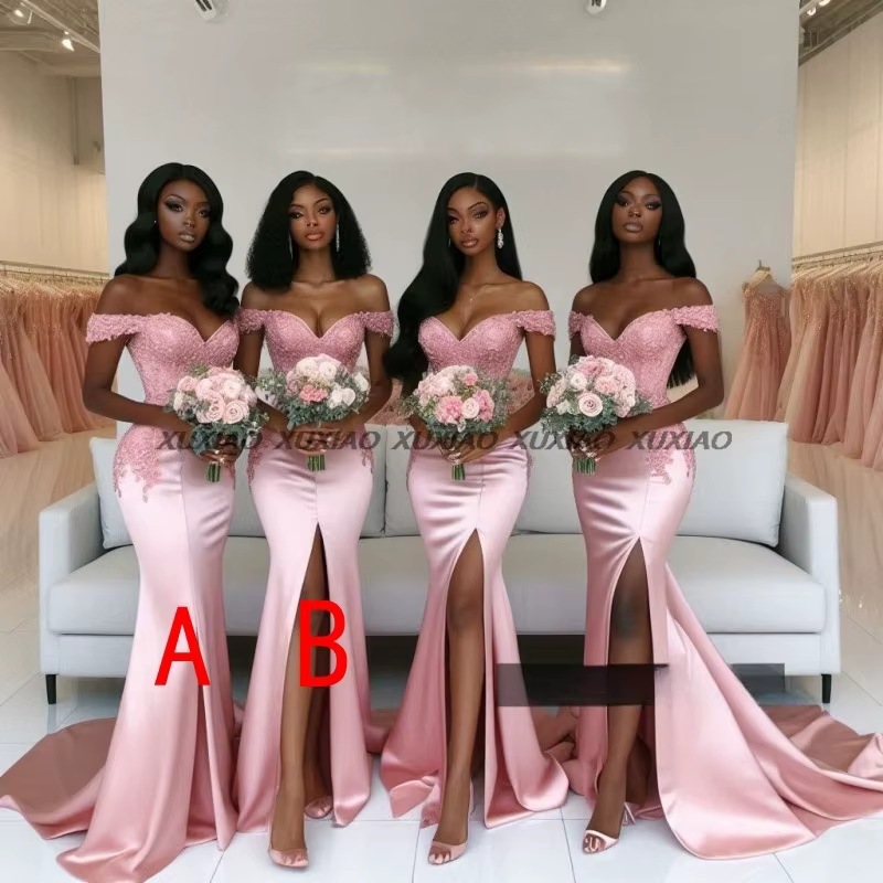 Robes de demoiselles d'honneur roses élégantes pour mariage